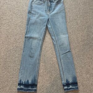 Blue Ankle Cropped Jeans with Cuffed Hem